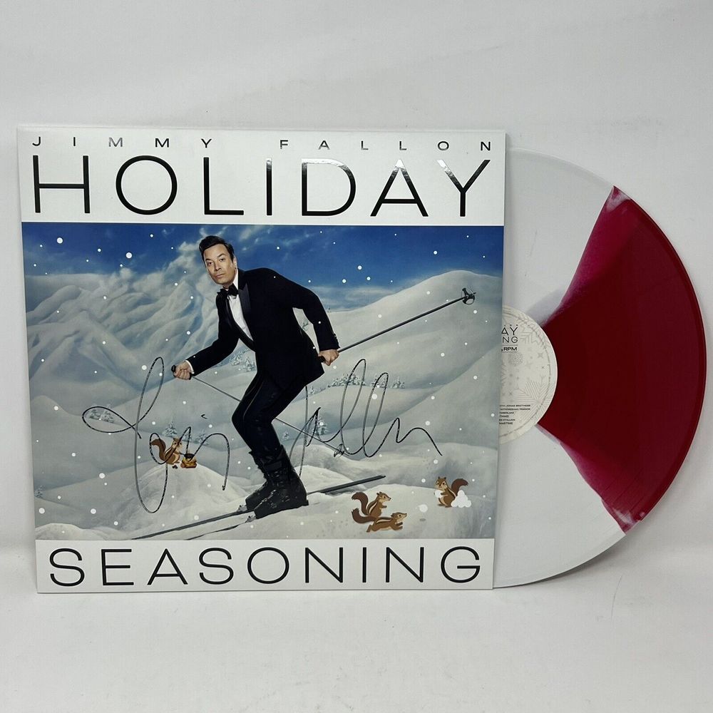 Jimmy Fallon Holiday Seasoning SIGNED‎ Christmas Vinyl Peppermint Swirl